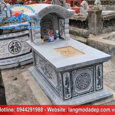 Mẫu mộ đá 1 mái vòm 01, mô 1 mái đá, mộ mái vòm, mộ đá có mái