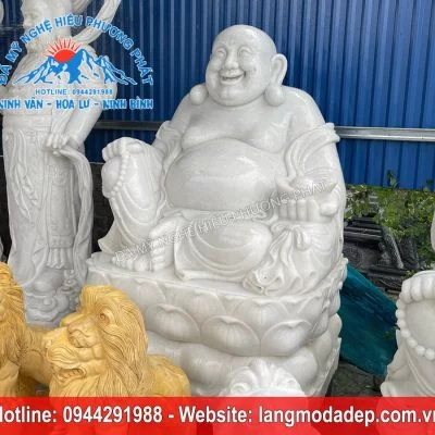 Tượng thờ di lặc đá trắng - Mẫu tượng thờ đá 2